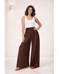Style Cheat - Chocolate High-Rise Shirred Wide-Leg Trousers - Lyst