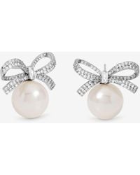 Jon Richard - Rhodium Plated Crystal Bow & Pearl Earrings - Lyst