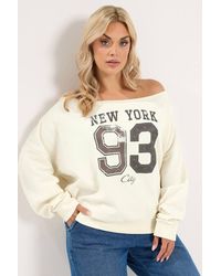 Yours - 'New York' Off-Shoulder Sweatshirt - Lyst