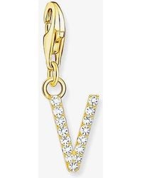 Thomas Sabo - Plated Cubic Zirconia Letter V Charm 1985-414-14 - Lyst