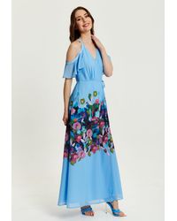 Liquorish - Floral Print Maxi Wrap Dress With Frill Details - Lyst