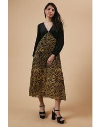 Oasis - Occasion Animal Spot Bodice Midi Dress - Lyst