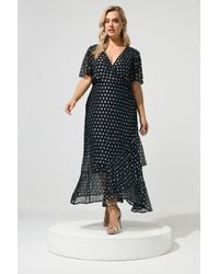 Yours - Metallic Ruffle Wrap Dress - Lyst