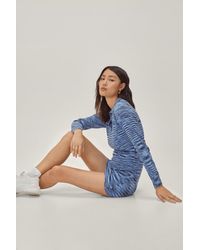 Nasty Gal - Striped Collared Knitted Mini Dress - Lyst