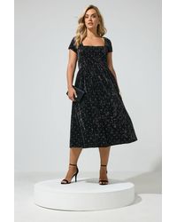 Yours - Crushed Velvet Glitter Skater Dress - Lyst