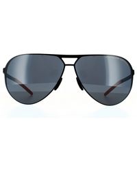 Porsche Design - Aviator Black Black Blue Silver Mirror Sunglasses - Lyst