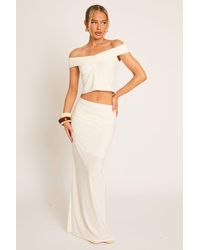 Rebellious Fashion - Bardot Crop Top & Ruched Maxi Skirt Co-Ord Set - Lyst