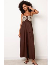 Blue Vanilla - Strappy Belted Round Neck Jumpsuit - Lyst