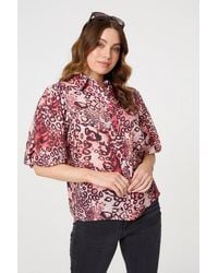 Izabel London - Animal Print Puff Sleeve Shirt - Lyst