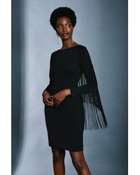 Karen Millen - Italian Structured Jersey Fringe Dress - Lyst