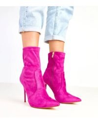 Love Lace - Sleek Suede Ankle Boots With Pointed Toe Stiletto Heel Zip - Lyst