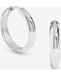 Jon Richard - Waterproof Platinum Plated Medium Flat Surface Hoop Earrings - Lyst