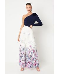 Coast - Petite Pleated Wide Leg Trouser In Floral Print - Lyst
