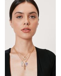 Nasty Gal - Cherub Heart Key Layered Chain Necklace - Lyst