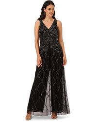 Adrianna Papell - Beaded Georgette Jumpsuit - Lyst