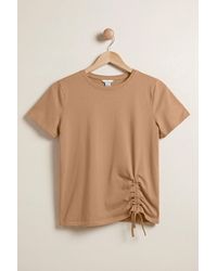 Enorsia - Combed Cotton Ruched Front Short Sleeve T-Shirt - Lyst