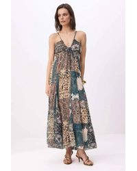 WOVCOR - Mixed Paisley Print Strappy Maxi Dress W/ Tie Detail - Lyst
