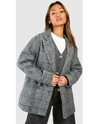 Boohoo - Brushed Mono Check Relaxed Fit Blazer - Lyst