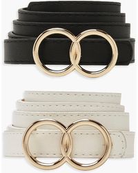 Boohoo - Double Ring Skinny 2 Pk Belt - Lyst