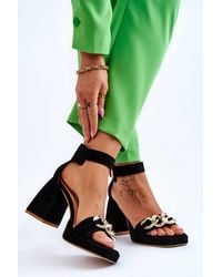 Love Lace - Padded Platform Heeled Sandals With Chain Detail - Lyst