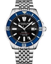Stuhrling - Swiss Automatic Depthmaster Radiance Diver Watch Stainless Steel Case W/ Rotating Unidirectional Bezel & Stainless Steel - Lyst
