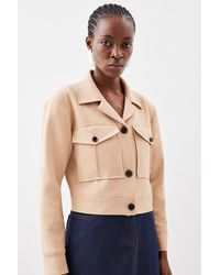 KarenMillen - Compact Stretch Pocket Detail Tailored Cropped Jacket - Lyst