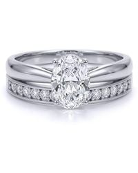 Jewelco London - 9Ct Oval Lab Created Diamond Travel Bridal Rings - Lyst