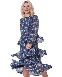 D.u.s.k - Floral Print Ruffle Maxi Dress - Lyst