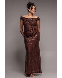 Goddiva - Cap Sleeve Iridescent Sequin Cowl Maxi Dress - Lyst