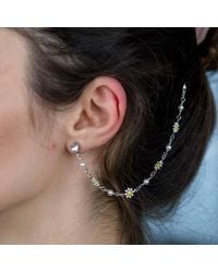 The Colourful Aura - Long Sunflower Floral Tassel Pearl Ear Cuffs Chain - Lyst