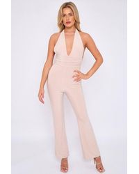 Stylewise - Open Back Halter Neck Bodycon Jumpsuit - Lyst