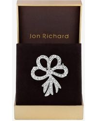 Jon Richard - Rhodium Plate & Crystal Ribbon Brooch - Lyst