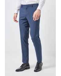 Burton - Navy Slim Fit Highlight Check Trousers - Lyst