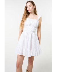 Pink Vanilla - Tie Back Broderie Tiered Mini Dress - Lyst