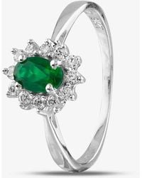 T.H.Baker - 9Ct Oval Cut Emerald & Cubic Zirconia Halo Ring - Lyst