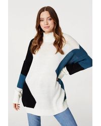 Izabel London - Colour Block Longline Knit Sweater - Lyst