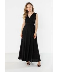 Love Lace - Linen Wrap Sleeveless Fit & Flare Dress - Lyst