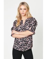 Dorothy Perkins - Petite Button Front Half Sleeve Overhead Blouse - Lyst