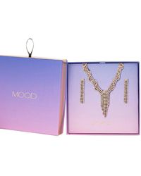 Mood - Gift Packaged Rose Gold Statement Necklace And Earring Jewellery Set - Lyst