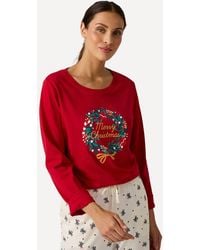 DAMART - Long Sleeve Christmas Print Cotton Jersey Pyjamas - Lyst