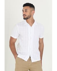 Brave Soul - 'gogh' Cotton Short Sleeve Stripe Shirt With Linen - Lyst