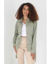 Brave Soul - 'dolly' Cotton Twill Belted Shacket - Lyst