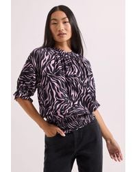 Dorothy Perkins - Petite Frill Neck Shirred Cuff Blouse - Lyst