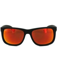 Ray-Ban - Rectangle Rubber Black Red Mirror Sunglasses - Lyst