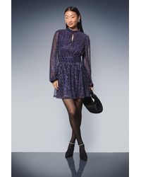 Dorothy Perkins - Petite Dp Luxe Sparkle Plisse Jersey High Neck Mini Dress - Lyst