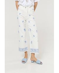 Liquorish - Floral Embroidered Wide Leg Jeans - Lyst