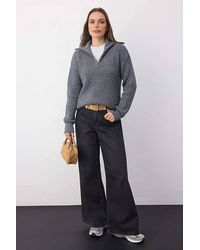 WOVCOR - Soft Textured Long Sleeve Zip Neck Knit Sweater - Lyst