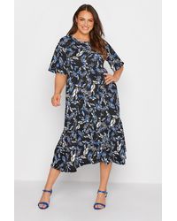 Yours - Printed Tiered Midi Dress - Lyst