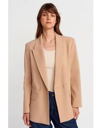 Dilvin - Long Crepe Blazer Jacket - Lyst