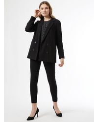 Dorothy Perkins - Black Textured Double Breasted Blazer - Lyst